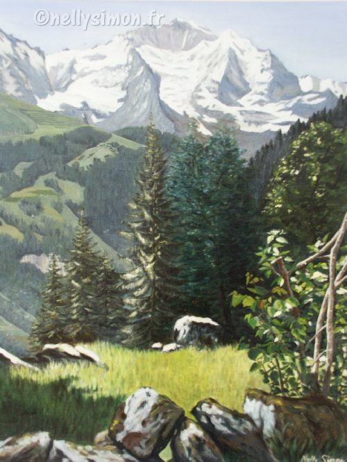 huile-paysages-montagne-La Jungfrau-Nelly SIMON