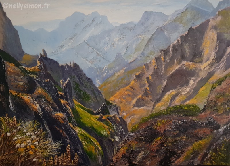 huile-paysages-montagne- Madère vers Pico Ruivo-Nelly SIMON